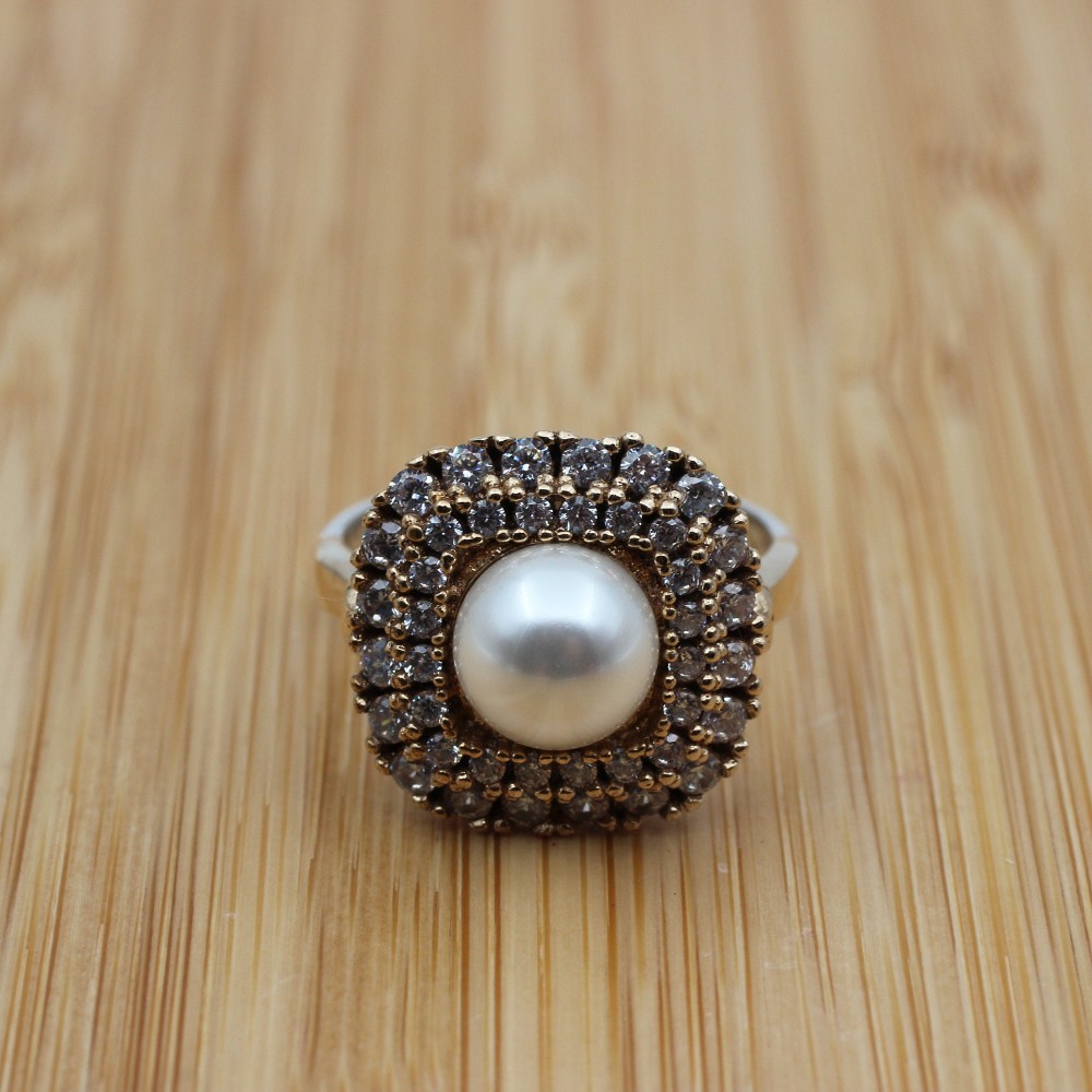 Handmade Women Ring, Pearl Ring, Turkish Handmade Ring, Authentic Ring, Ottoman Women Ring, Zircon Ring, Ladies Ring, 925k Sterling Silver,