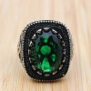 Mens Handmade Ring, Turkish Handmade Silver Men Ring, Ottoman Men Ring, Emerald Ring, Men's Jewelry, Gift for Him, 925k Sterling Silver Ring