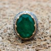 Emerald Men's Ring, Ottoman Men's Ring, Handmade Men's Ring, Turkish Handmade Men's Ring, Men's Jewelry, Gift for Him, 925 Sterling Silver