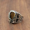 Tiger Eye Men's Ring, Eagle Men's Ring, Handmade Men's Ring, Turkish Handmade Men's Ring, Men's Jewelry, Gift for Him, 925 Sterling Silver