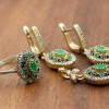 Emerald Set, Authentic Set, Handmade Set Women, Turkish Handmade, Ladies Jewelry Set, Earring, Pendant, Ladies Set, 925k Sterling Silver