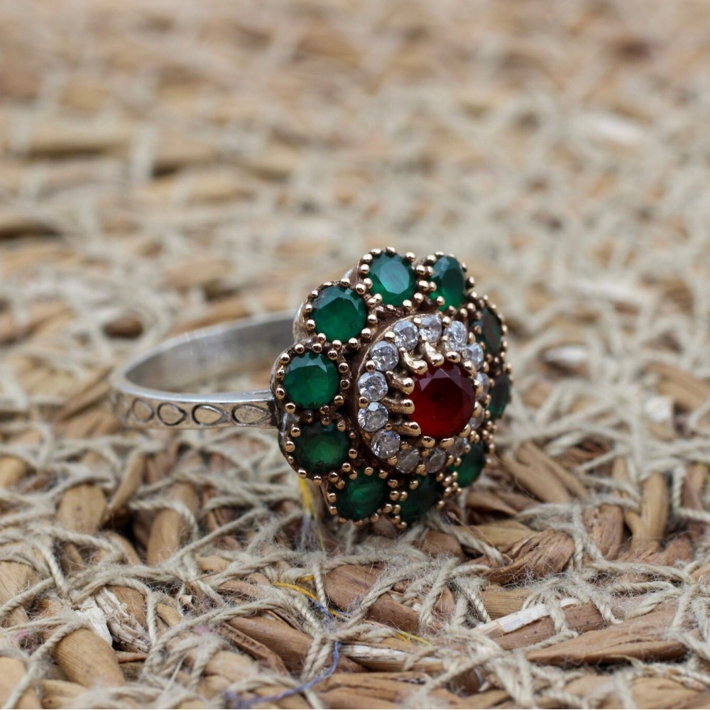 Ruby Ring, Handmade Women's Ring, Turkish Handmade Ring, Authentic Ring, Ottoman Ring, Ladies Ring, 925k Sterling Silver, Gift For Her,