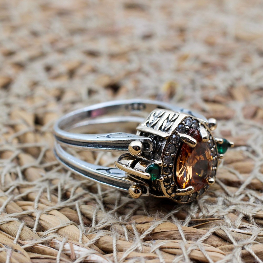 Two Stone Ladies Ring, Quartz Ladies Ring, Topaz Ring, Handmade Women Ring, Reversible Ring, Ottoman Women's Ring, 925 Sterling Silver, Two Stone Ladies Ring, Quartz Ladies Ring, Topaz Ring, Handmade Women Ring, Reversible Ring, Ottoman Women's Ring, 925 Sterling Silver,