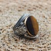Tiger Eye Men's Ring, Ottoman Men's Ring, Handmade Men's Ring, Turkish Handmade Men's Ring, Men's Jewelry, Gift for Him, 925 Sterling Silver