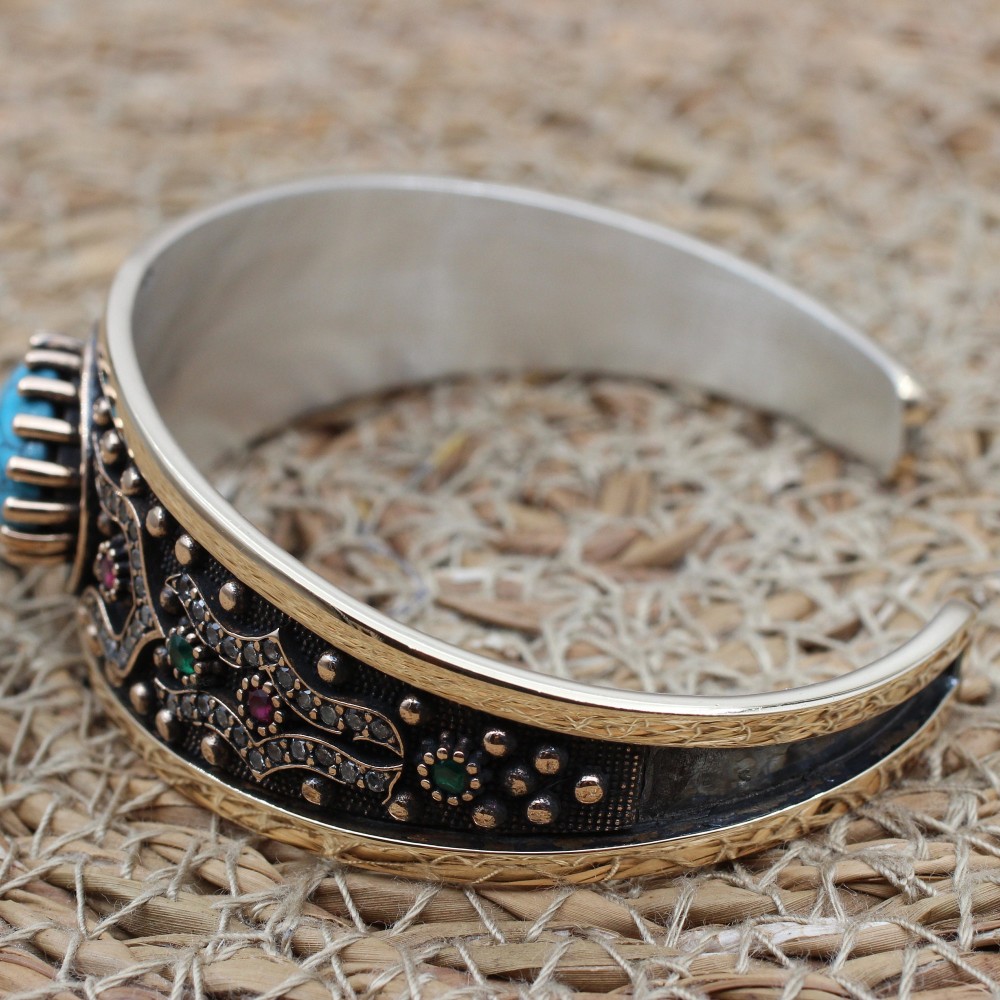 Turquoise Bracelet, Ottoman Bracelet, Handmade Bracelet, Bangle Cuff, Turkish Handmade, Bangle Bracelet, Gift for Her, 925 Sterling Silver Turquoise Bracelet, Ottoman Bracelet, Handmade Bracelet, Bangle Cuff, Turkish Handmade, Bangle Bracelet, Gift for Her, 925 Sterling Silver