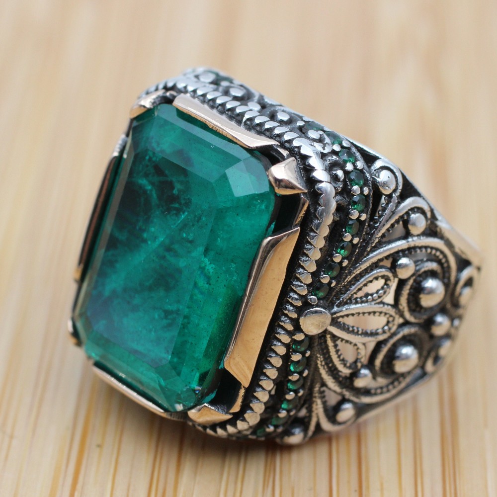 Men's Handmade Ring, Turkish Handmade Silver Men's Ring, Ottoman Ring, Paraiba Ring, Men's Jewelry, Gift for Him, 925k Sterling Silver Ring Men's Handmade Ring, Turkish Handmade Silver Men's Ring, Ottoman Ring, Paraiba Ring, Men's Jewelry, Gift for Him, 925k Sterling Silver Ring