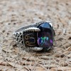 Mystic Topaz Ring, Handmade Ring, Turkish Handmade Silver Men Ring, Men Chain Model Ring, Men's Jewelry, Gift for Him, 925k Sterling Silver