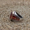 Ruby Ring, Handmade Men's Ring, Turkish Handmade Men's Ring, Ottoman Men's Ring, Men's Jewelry, Gift for Him, 925k Sterling Silver Ring