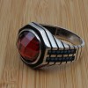 Turkish Handmade Ring, Men's Handmade Ring, Cubic Zircon, Ottoman Men's Ring, Ruby Ring, Men's Jewelry, Gift for Him, 925k Sterling Silver,