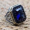 Turkish Handmade Silver Men Ring, Mens Handmade Ring, Ottoman Ring, Sapphire Ring, Men's Jewelry, Gift for Him, 925k Sterling Silver Ring