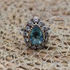 Aquamarine Ring, Handmade Women Ring, Turkish Handmade Silver Ladies Ring, Ottoman Ring, Ladies Ring, 925k Sterling Silver, Zircon Ring