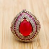 Ruby Ring, Handmade Women's Ring, Authentic Ring, Turkish Ring, Ottoman Women's Ring, Ladies Ring, 925k Sterling Silver Ring, Drop Shape,