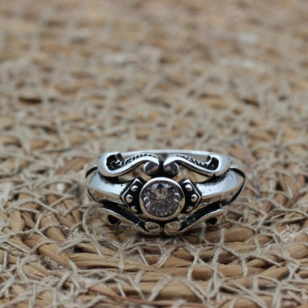 Mens Handmade Ring, Turkish Handmade Silver Men Ring, Ottoman Men Ring, Zircon Ring, Men's Jewelry, Gift for Him, 925k Sterling Silver Ring