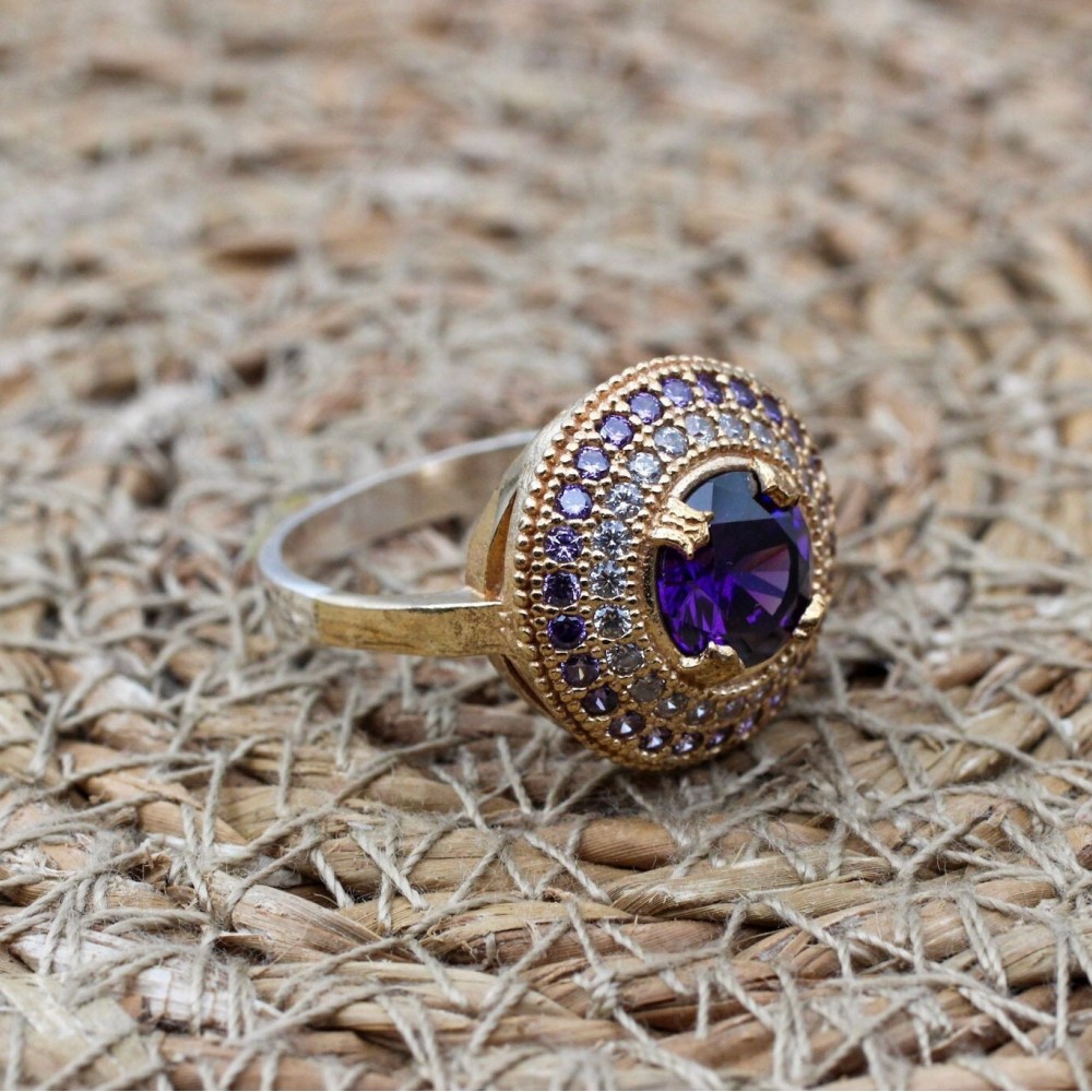 Amethyst Ring, Handmade Women's Ring, Turkish Handmade, Silver Ladies Ring, Ottoman Ring, Authentic, Ladies Ring, 925k Sterling Silver Ring,