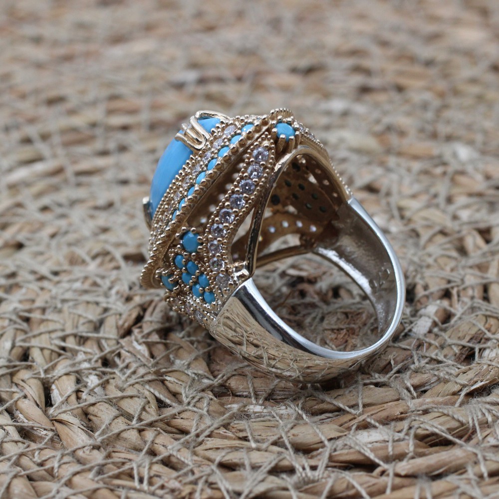 Turquoise Ladies Ring, Handmade Women Ring, Turkish Handmade Silver Ladies Ring, Women Ottoman Ring, Ladies Ring, 925k Sterling Silver, Turquoise Ladies Ring, Handmade Women Ring, Turkish Handmade Silver Ladies Ring, Women Ottoman Ring, Ladies Ring, 925k Sterling Silver,