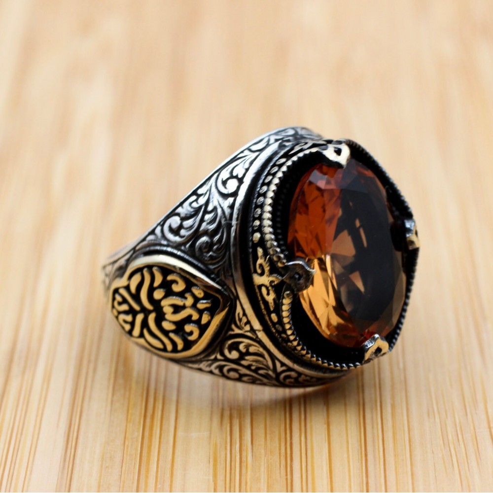 Men's Handmade Ring, Turkish Handmade Silver Mens Ring, Ottoman Ring, Alexandrite Ring, Men's Jewelry, Turquoise, 925k Sterling Silver Ring