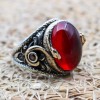 Mens Handmade Ring, Turkish Handmade Silver Men Ring, Ottoman Men Ring, Ruby Ring, Men's Jewelry, Gift for Him, 925k Sterling Silver Ring