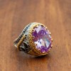 Amethyst Men's Ring, Mens Handmade Ring, Turkish Handmade Silver Men Ring, Ottoman Men Ring, Men Jewelry, Gift for Him, 925k Sterling Silver
