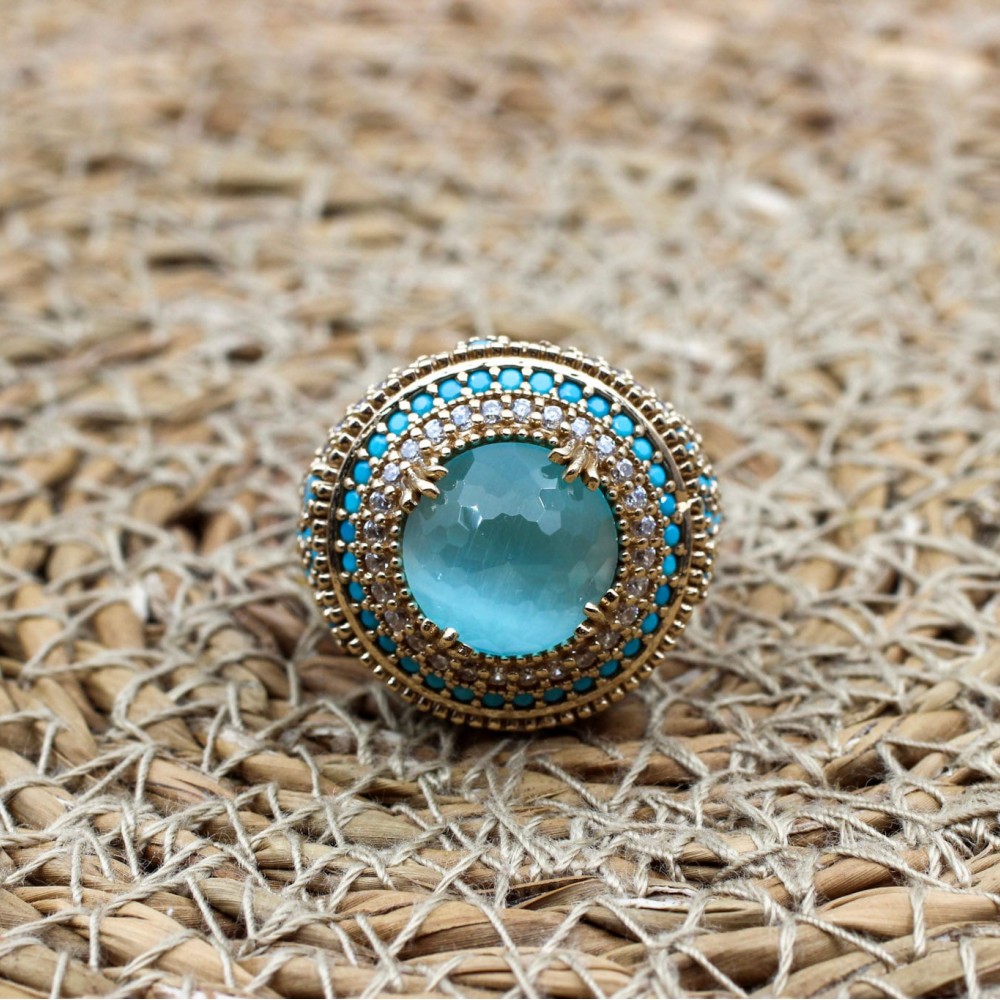 Turkish Handmade Ring, Silver Ladies Ring, Handmade Women Ring, Ottoman Women Ring, Jade Topaz Ring, Ladies Ring, 925k Sterling Silver Ring,
