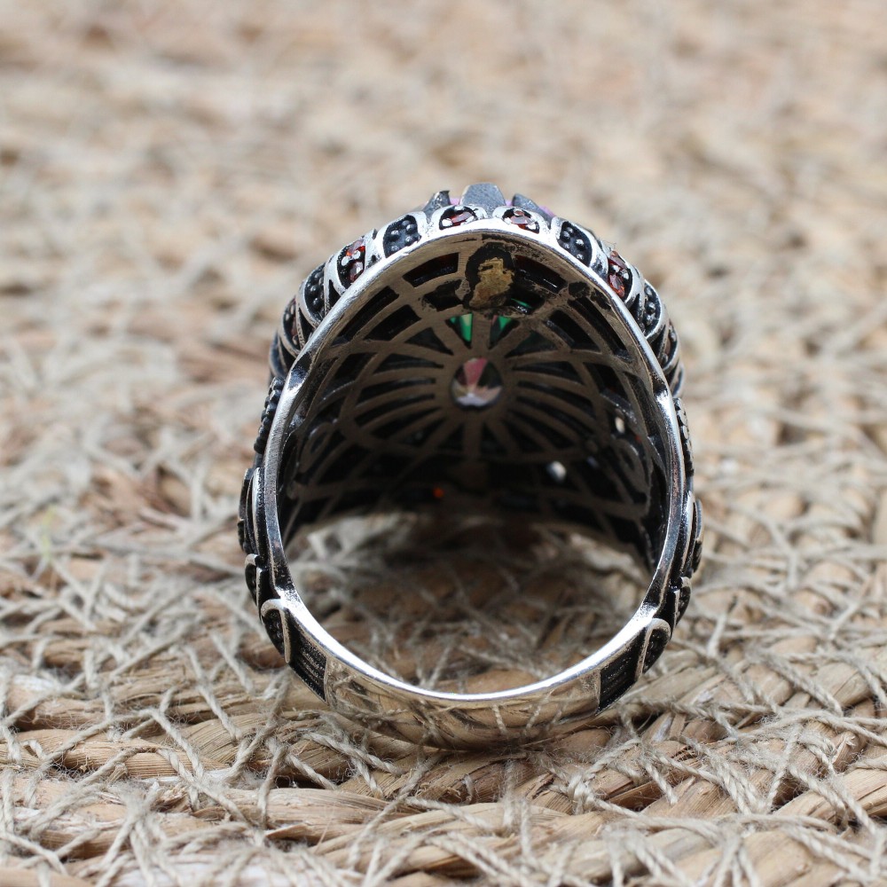 Mystic Topaz Ring, Handmade Ring, Turkish Handmade Silver Men Ring, Mystic Topaz Ring, Men's Jewelry, Gift for Him, 925k Sterling Silver Mystic Topaz Ring, Handmade Ring, Turkish Handmade Silver Men Ring, Mystic Topaz Ring, Men's Jewelry, Gift for Him, 925k Sterling Silver