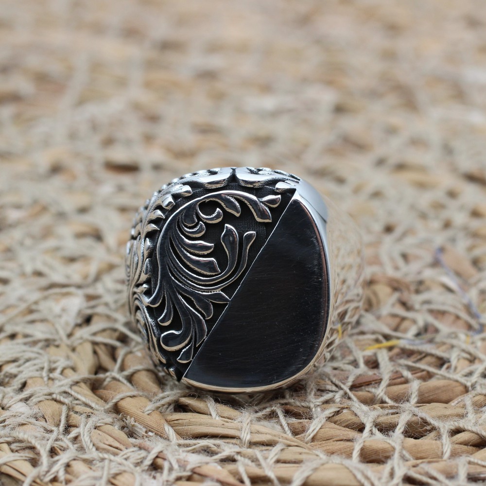 Men's Ring, Turkish Handmade, Silver Men's Ring, Men's Handmade Ring, Ottoman Ring, Men's Jewelry, Gift for Him, 925k Sterling Silver Ring