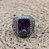 Men's Handmade Ring, Turkish Handmade Silver Men's Ring, Ottoman Ring, Amethyst Ring, Men's Jewelry, Amethyst, 925k Sterling Silver Ring
