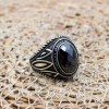 Turkish Handmade Silver Men's Ring, Men's Handmade Ring, Yemeni Men's Ring, Onyx Ring, Ottoman Ring, Gift for Him, 925k Sterling Silver,