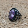 Amethyst Men's Ring, Mens Handmade Ring, Turkish Handmade Silver Men Ring, Ottoman Men Ring, Men Jewelry, Gift for Him, 925k Sterling Silver