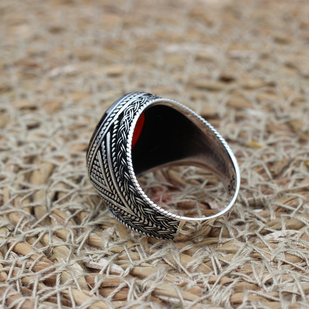 Mens Handmade Ring, Turkish Handmade Silver Men Ring, Ottoman Men Ring, Ruby Ring, Men's Jewelry, Gift for Him, 925k Sterling Silver Ring Mens Handmade Ring, Turkish Handmade Silver Men Ring, Ottoman Men Ring, Ruby Ring, Men's Jewelry, Gift for Him, 925k Sterling Silver Ring
