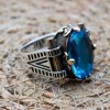 Mens Handmade Ring, Turkish Handmade Silver Men Ring, Ottoman Ring, Aquamarine Ring, Men's Jewelry, Gift for Him, 925k Sterling Silver Ring