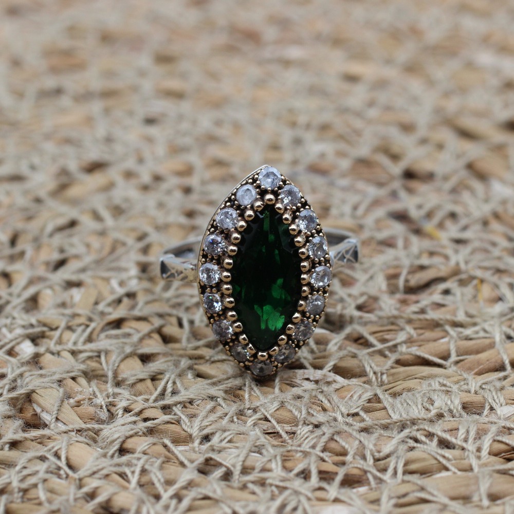 Emerald Set, Authentic Set, Handmade Set Women, Turkish Handmade, Ladies Jewelry Set, Earring, Pendant, Ladies Set, 925k Sterling Silver