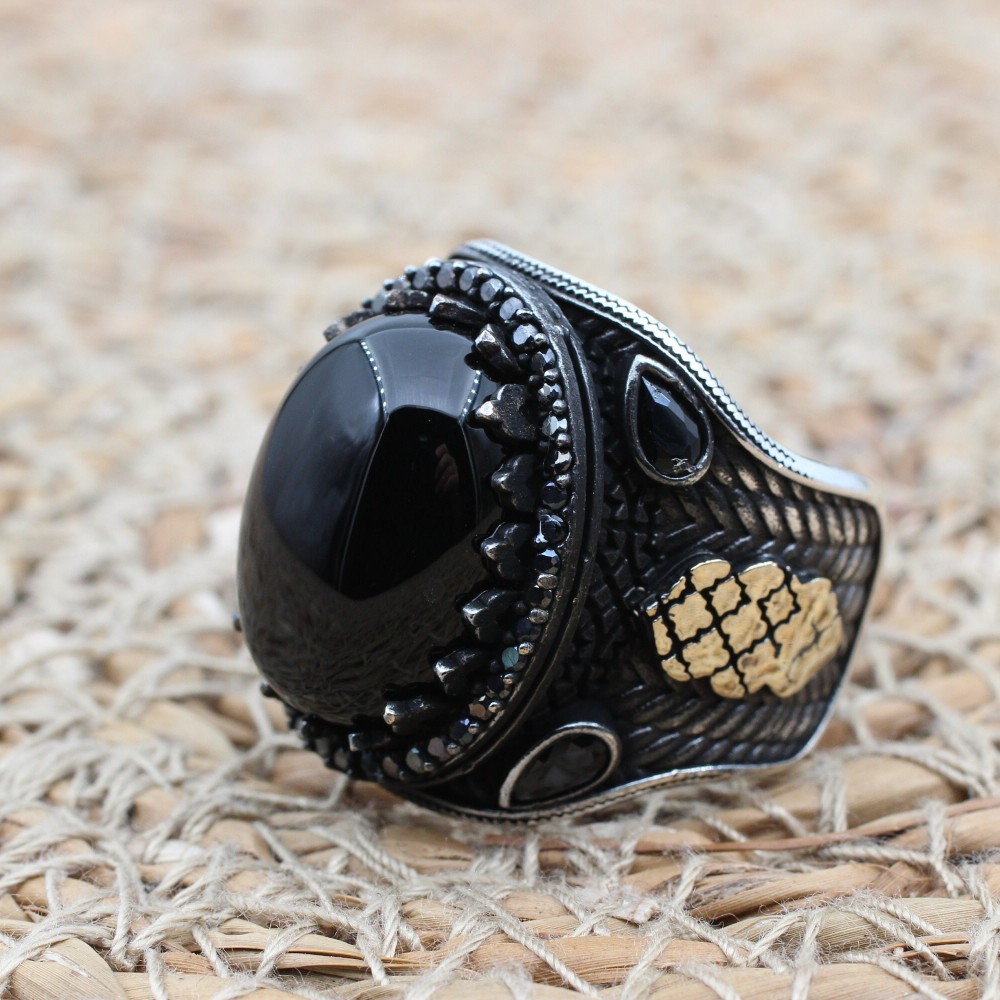 Handmade Silver Men's Ring, Onyx Men's Ring, Turkish Handmade Men's Ring, Men's Ring, Ottoman Mens Ring, Gift for Him, 925 Sterling Silver Handmade Silver Men's Ring, Onyx Men's Ring, Turkish Handmade Men's Ring, Men's Ring, Ottoman Mens Ring, Gift for Him, 925 Sterling Silver