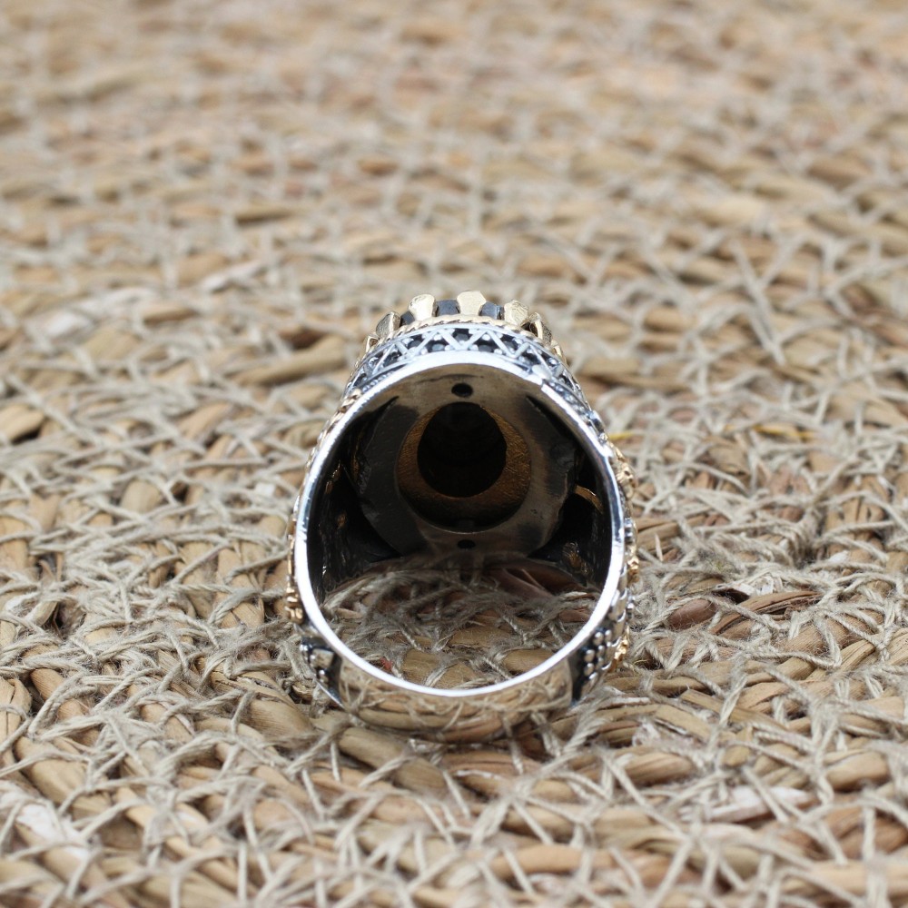Onyx Men's Ring, Ottoman Men's Ring, Handmade Men's Ring, Turkish Handmade Men's Ring, Men's Jewelry, Gift for Him, 925 Sterling Silver