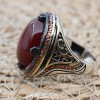 Turkish Handmade Silver Mens Ring, Men's Agate Ring, Handmade Ring, Ottoman Men Ring, Men's Jewelry, Gift for Him, 925k Sterling Silver Ring
