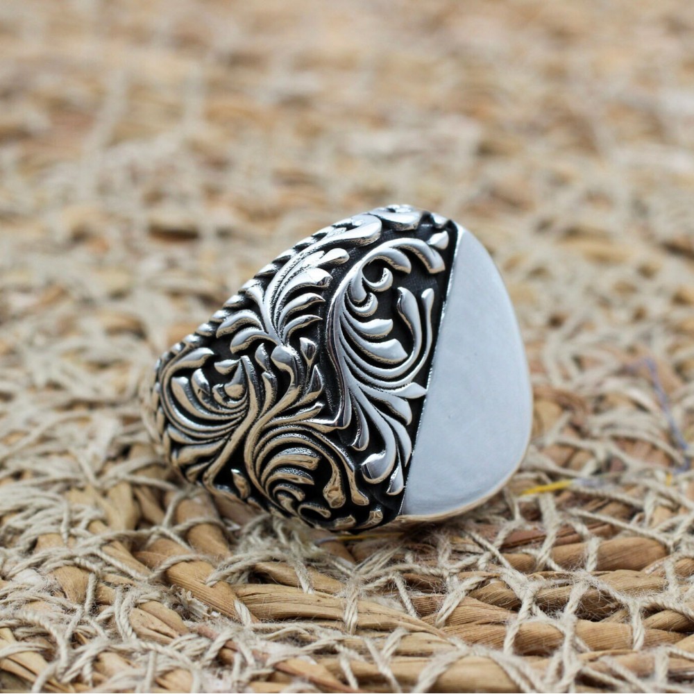 Men's Ring, Turkish Handmade, Silver Men's Ring, Men's Handmade Ring, Ottoman Ring, Men's Jewelry, Gift for Him, 925k Sterling Silver Ring