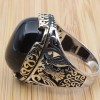 Onyx Ring, Handmade Mens Ring, Cubic Zircon Turkish Handmade Ring, Eagle Ring, Ottoman Ring, Men Jewelry, Gift for Him, 925k Sterling Silver