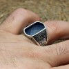Turkish Handmade Silver Men Ring, Mens Handmade Ring, Ottoman Ring, Sapphire Ring, Men's Jewelry, Gift for Him, 925k Sterling Silver Ring