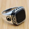 Onyx Ring, Men's Handmade Ring, Turkish Handmade Silver Men's Ring, Star And Crescent, Mens Jewelry, Gift for Him, 925k Sterling Silver Ring