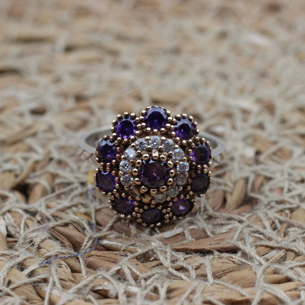 Amethyst Ring, Handmade Women's Ring, Turkish Handmade, Silver Ladies Ring, Ottoman Ring, Authentic, Ladies Ring, 925k Sterling Silver Ring,