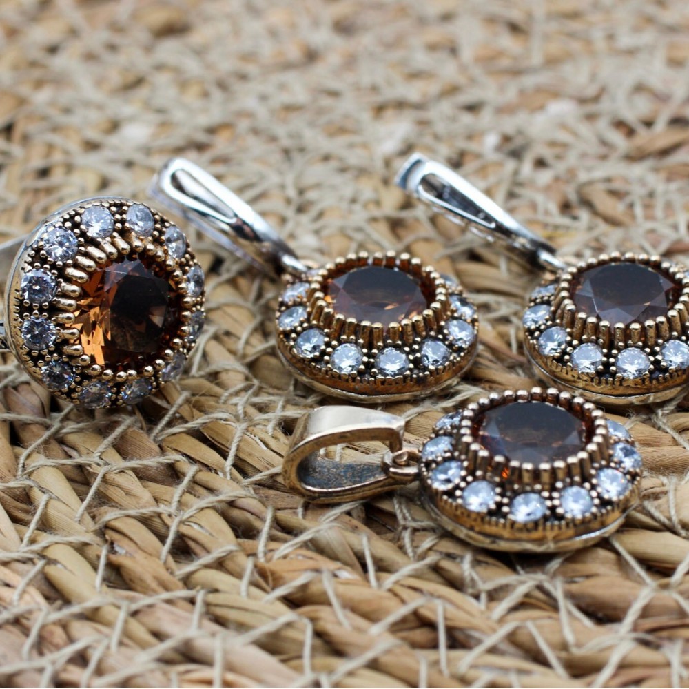 Handmade Ladies Set, Alexandrite Women's Set, Ladies Jewelry Set, Ottoman Set, Earring, Pendant, Ring, Ladies Set, 925k Sterling Silver