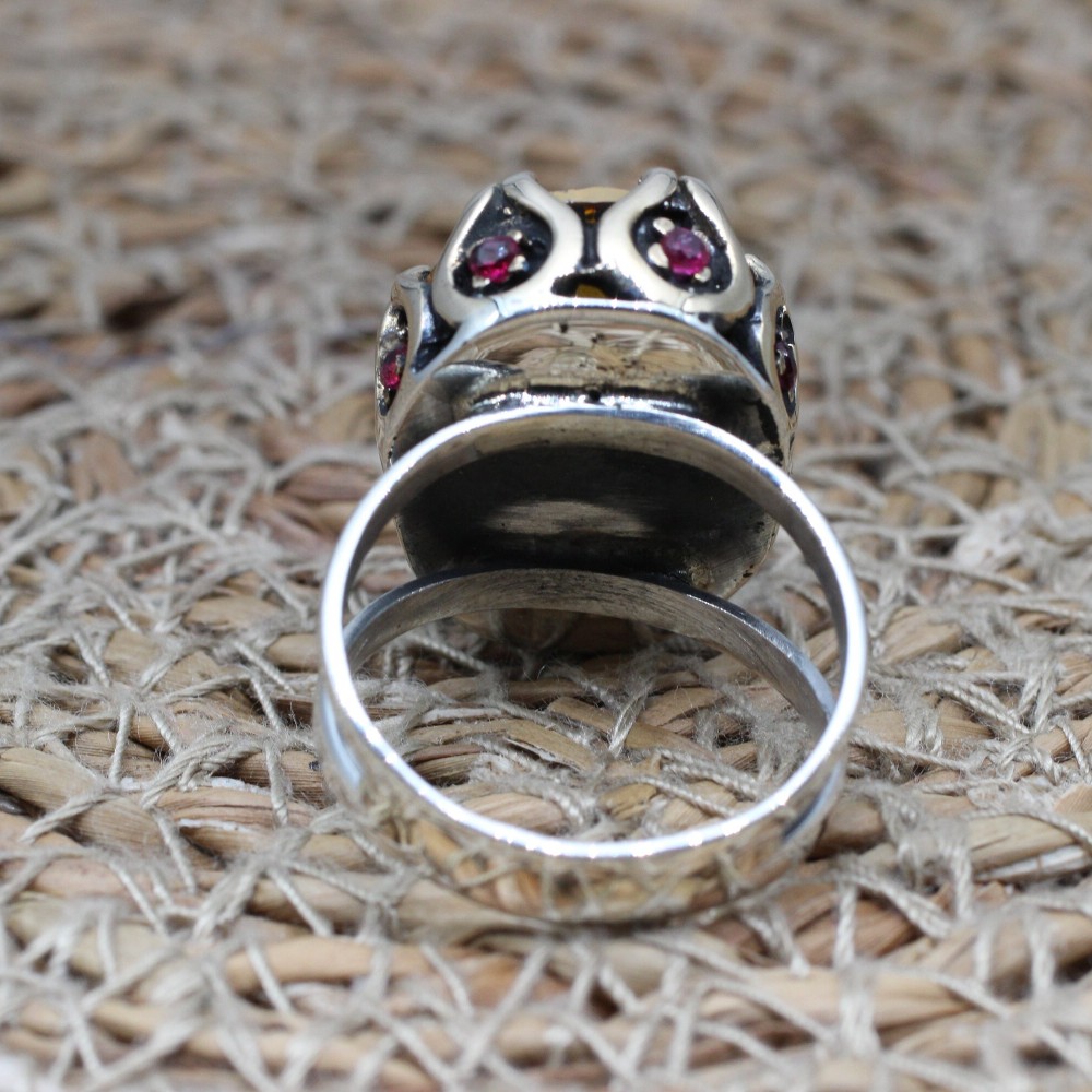 Citrine Ladies Ring, Turkish Handmade Ring, Silver Ladies Ring, Handmade Women Ring, Ottoman Women's Ring, Ladies Ring, 925 Sterling Silver