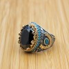 Turkish Handmade Silver Men's Ring, Men's Handmade Ring, Men's Ring, Onyx Men's Ring, Ottoman Mens Ring, Gift for Him, 925k Sterling Silver,