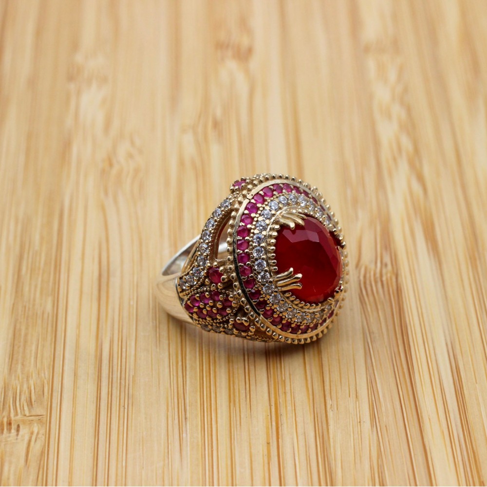 Ruby Set, Authentic Set, Handmade Set Women, Turkish Handmade, Ladies Jewelry Set, Earring, Pendant, Ladies Set, 925k Sterling Silver, Jewel