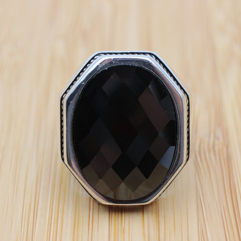 Men's Handmade Ring, Turkish Handmade Silver Men's Ring, Ottoman Men Ring, Onyx Ring, Men's Jewelry, Gift for Him, 925k Sterling Silver Ring