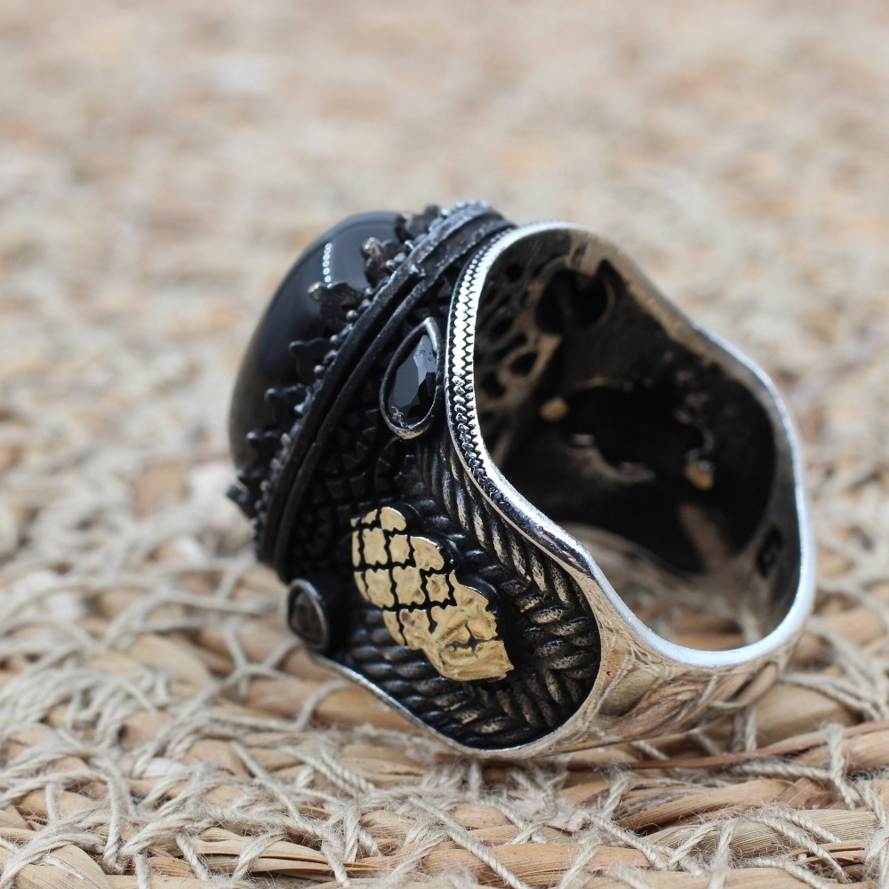 Handmade Silver Men's Ring, Onyx Men's Ring, Turkish Handmade Men's Ring, Men's Ring, Ottoman Mens Ring, Gift for Him, 925 Sterling Silver Handmade Silver Men's Ring, Onyx Men's Ring, Turkish Handmade Men's Ring, Men's Ring, Ottoman Mens Ring, Gift for Him, 925 Sterling Silver