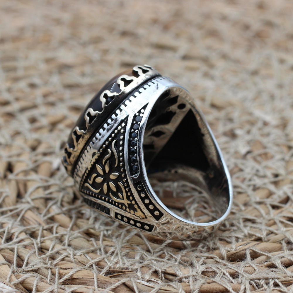 Tiger Eye Men's Ring, Ottoman Men's Ring, Handmade Men's Ring, Turkish Handmade Men's Ring, Men's Jewelry, Gift for Him, 925 Sterling Silver Tiger Eye Men's Ring, Ottoman Men's Ring, Handmade Men's Ring, Turkish Handmade Men's Ring, Men's Jewelry, Gift for Him, 925 Sterling Silver