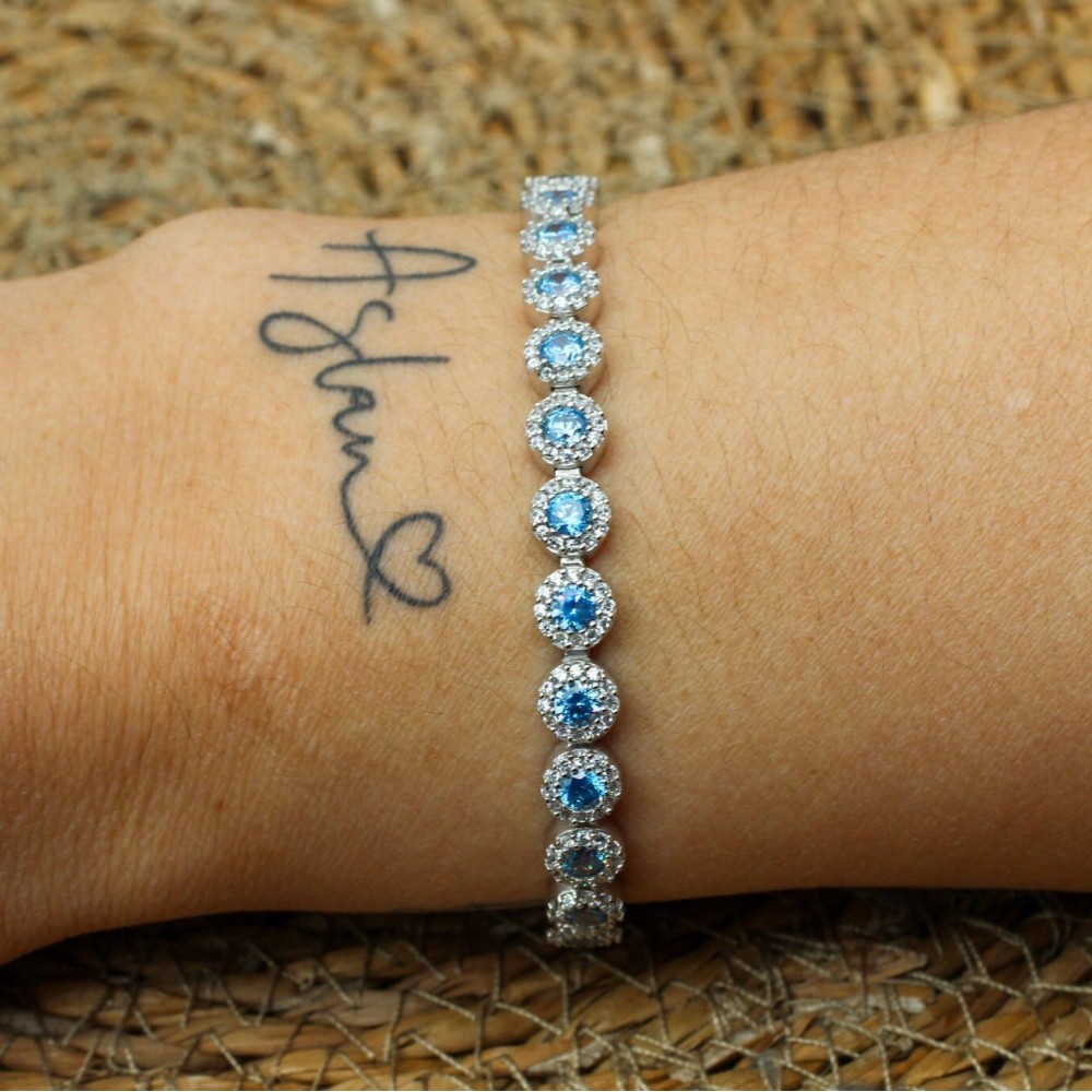Aquamarine Bracelet, Ottoman Bracelet, Handmade Bracelet, Bangle Cuff, Turkish Handmade, Ladies Bracelet, Gift For Her, 925k Sterling Silver