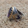 Amethyst Men's Ring, Mens Handmade Ring, Turkish Handmade Silver Men Ring, Ottoman Men Ring, Men Jewelry, Gift for Him, 925k Sterling Silver