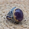 Amethyst Men's Ring, Mens Handmade Ring, Turkish Handmade Silver Men Ring, Ottoman Men Ring, Men Jewelry, Gift for Him, 925k Sterling Silver