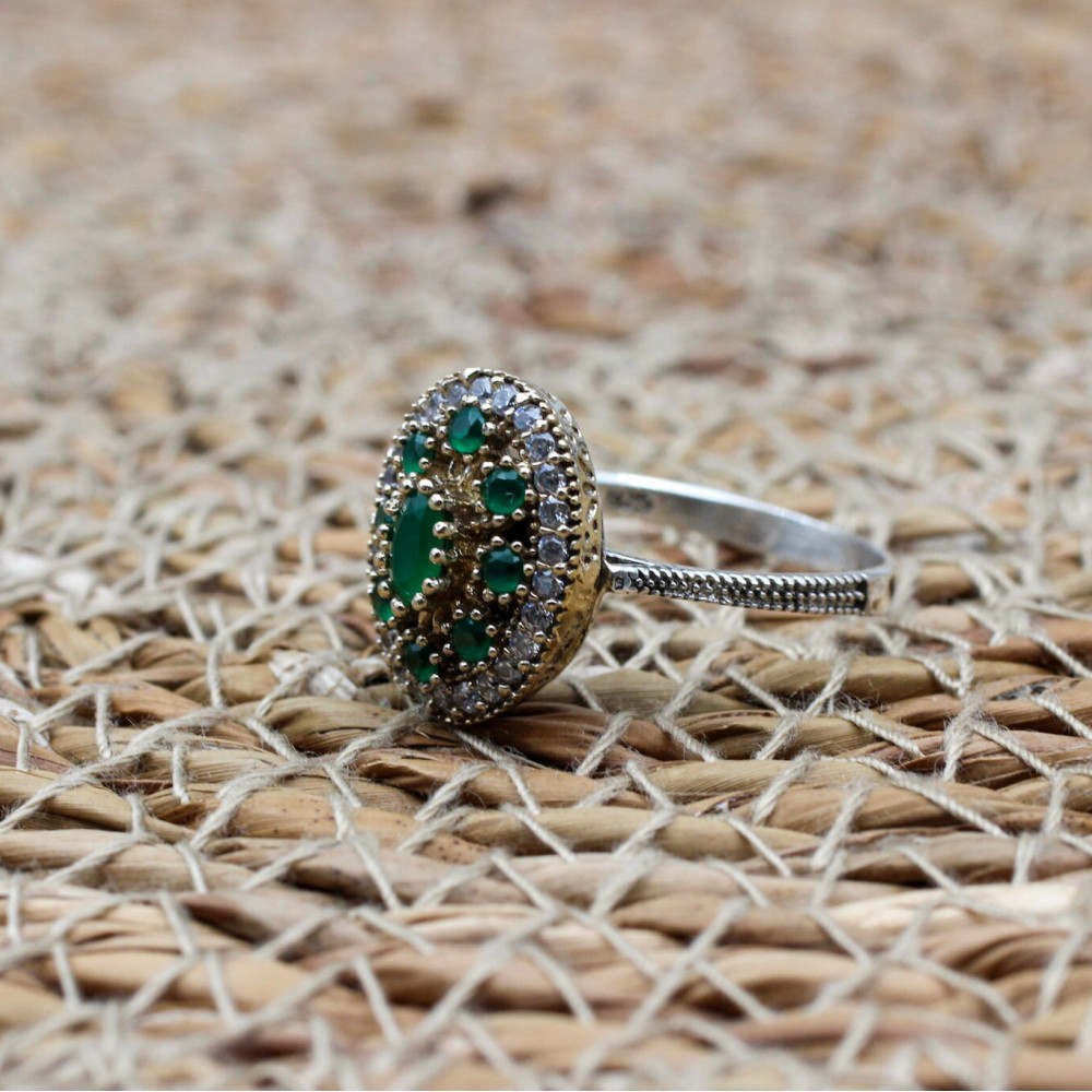 Emerald Ring, Handmade Women's Ring, Turkish Handmade Ring, Authentic Ring, Ottoman Ring, Ladies Ring, 925k Sterling Silver, Gift For Her, Emerald Ring, Handmade Women's Ring, Turkish Handmade Ring, Authentic Ring, Ottoman Ring, Ladies Ring, 925k Sterling Silver, Gift For Her,